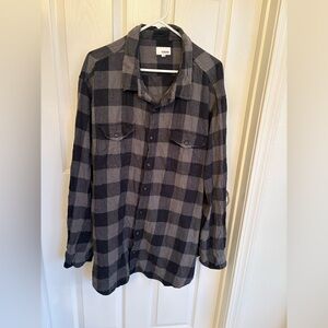 Sonoma Charcoal Black Checkered Flannel Shirt Size 4XL